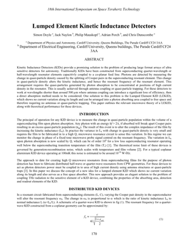 Lumped Element Kinetic Inductance Detectors