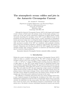 Eddies and Jets in the Antarctic Circumpolar Current