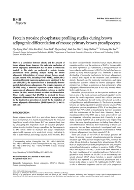 Protein Tyrosine Phosphatase Profiling Studies During Brown Adipogenic Differentiation of Mouse Primary Brown Preadipocytes