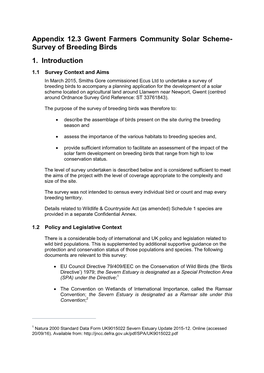 Survey of Breeding Birds 1. Introduction