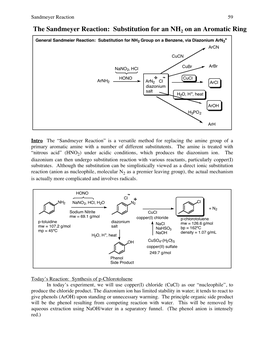 The Sandmeyer Reaction: Substitution for an NH2 on an Aromatic Ring