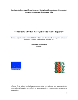 Composición Y Estructura De La Vegetación Del Páramo De Guerrero