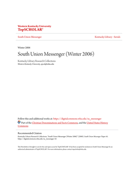 South Union Messenger Kentucky Library - Serials
