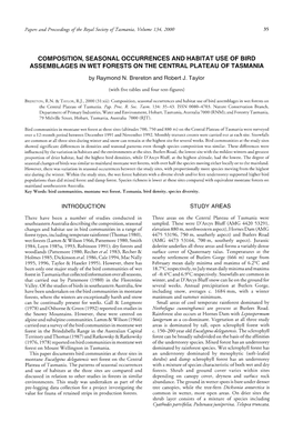 Composition, Seasonal Occurrences and Habitat Use of Bird Assemblages in Wet Forests on the Central Plateau of Tasmania