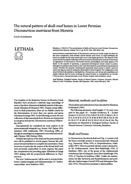 The Sutural Pattern of Skull-Roof Bones in Lower Permian Discosauriscus Austriacus from Moravia