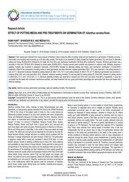 Research Article EFFECT of POTTING MEDIA and PRE-TREATMENTS on GERMINATION of Ailanthus Excelsa Roxb