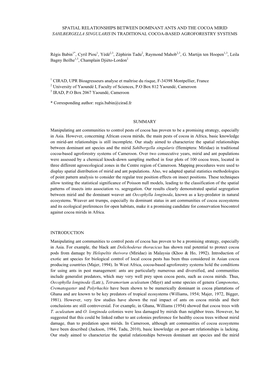 Spatial Relationships Between Dominant Ants and the Cocoa Mirid Sahlbergella Singularis in Traditional Cocoa-Based Agroforestry Systems