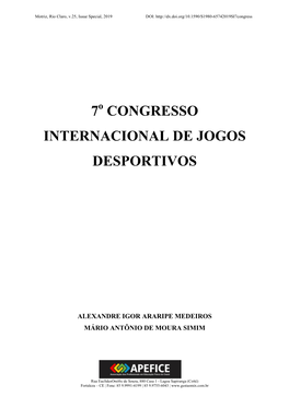 7 Congresso Internacional De Jogos Desportivos