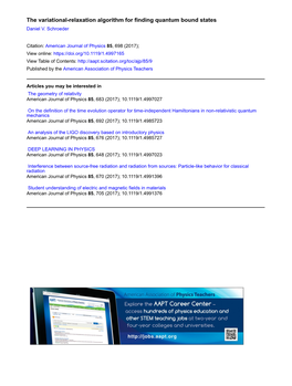 The Variational-Relaxation Algorithm for Finding Quantum Bound States Daniel V