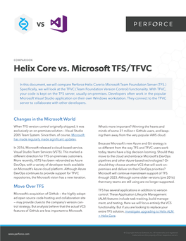 Helix Core Vs. Microsoft TFS/TFVC