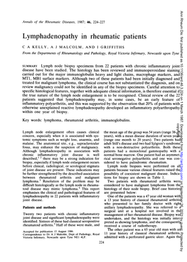 Lymphadenopathy in Rheumatic Patients