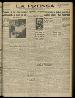 LA PRENSA, MIERCOLES 11 DE SEPTIEMBRE DE 1935 Li! I LA PRENSA ÁTRAVESDE Santoral Y Cultos DE NUESTROS LECTORES Informücl Xnt«Red at O/Fice of Tork