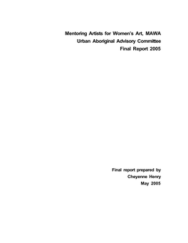 MAWA Urban Aboriginal Advisory Committee Final Report, 2005