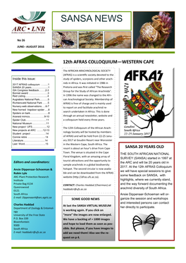 SANSA News, No 26, June-August 2016