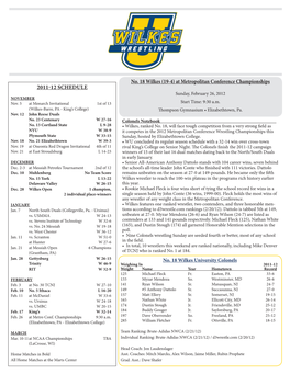 No. 18 Wilkes (19-4) at Metropolitan Conference Championships 2011-12 Schedule Sunday, February 26, 2012 November Nov