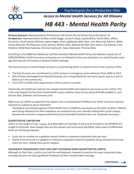 HB 443 - Mental Health Parity