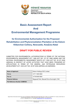 Basic Assessment Report and Environmental Management Programme
