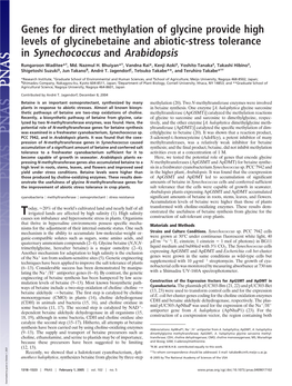 Genes for Direct Methylation of Glycine Provide High Levels of Glycinebetaine and Abiotic-Stress Tolerance in Synechococcus and Arabidopsis