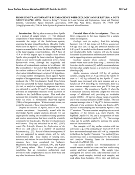 Producing Transformative Lunar Science with Geologic Sample Return: a Note About Sample Mass