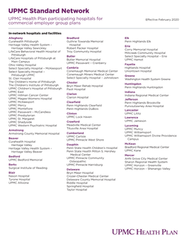 UPMC Standard Network