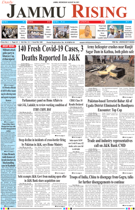 140 Fresh Covid-19 Cases, 3 Deaths Reported in J&K