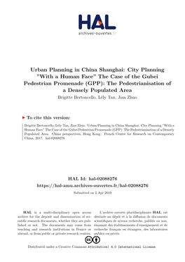 Urban Planning in China Shanghai: City Planning ''With a Human Face'