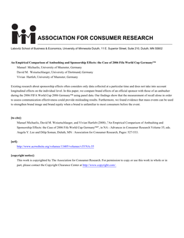 Association for Consumer Research