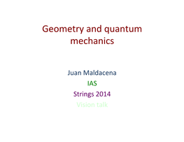 Geometry and Quantum Mechanics