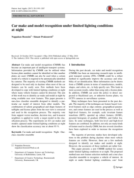 Car Make and Model Recognition Under Limited Lighting Conditions at Night