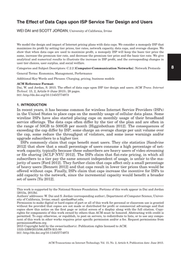 8 the Effect of Data Caps Upon ISP Service Tier