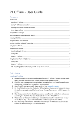 PT Offline - User Guide Contents Quick Guide