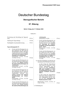 Plenarprotokoll 15/67(Neu)