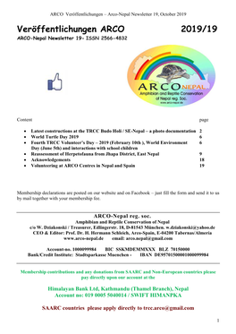 Veröffentlichungen ARCO 2019/19 ARCO-Nepal Newsletter 19- ISSN 2566-4832