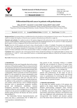 Differentiated Thyroid Cancer in Patients with Prolactinoma