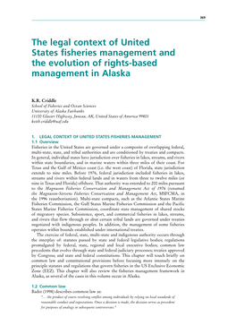 The Legal Context of United States Fisheries Management and the Evolution of Rights-Based Management in Alaska