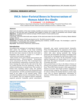 Inter-Parietal Bones in Neurocranium of Human Adult Dry Skulls K