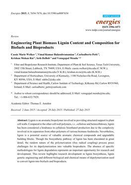 Engineering Plant Biomass Lignin Content and Composition for Biofuels and Bioproducts