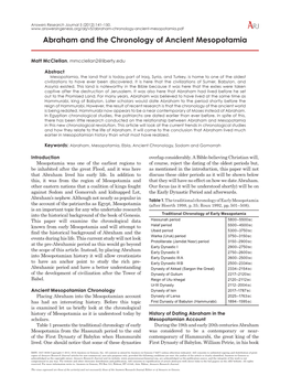 Abraham and the Chronology of Ancient Mesopotamia