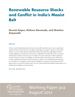 Renewable Resource Shocks and Conflict in India's Maoist Belt