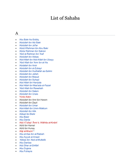 List of Sahaba