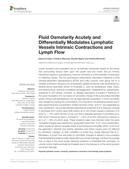 Fluid Osmolarity Acutely and Differentially Modulates Lymphatic Vessels Intrinsic Contractions and Lymph Flow
