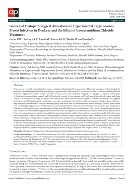 Gross and Histopathological Alterations in Experimental