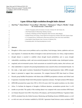 A Pan-African High-Resolution Drought Index Dataset Science