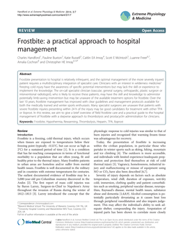 Frostbite: a Practical Approach to Hospital Management