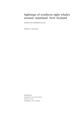 Sightings of Southern Right Whales Around 'Mainland' New Zealand