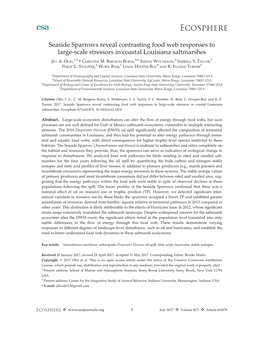 Seaside Sparrows Reveal Contrasting Food Web Responses to Large&