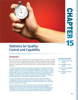 Chapter 15 Statistics for Quality: Control and Capability