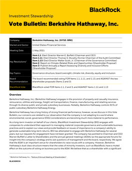 Berkshire Hathaway, Inc