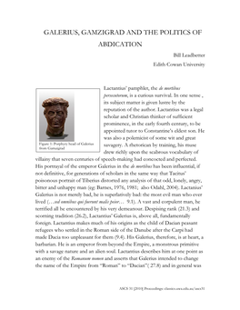 GALERIUS, GAMZIGRAD and the POLITICS of ABDICATION Bill Leadbetter Edith Cowan University