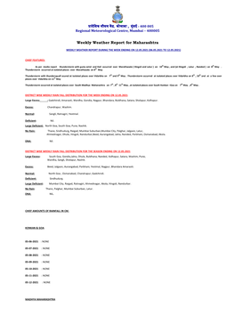 Weekly Weather Report for Maharashtra